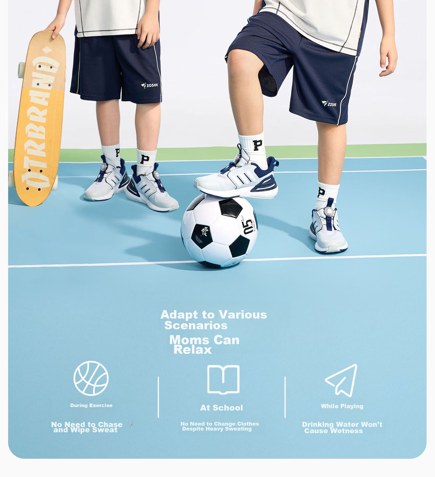 Zuo Xi Boys Short Sleeve Set 2026 Summer Kids Sports Jersey Original Yarn Quick-Dry Mesh Breathable White 130 13